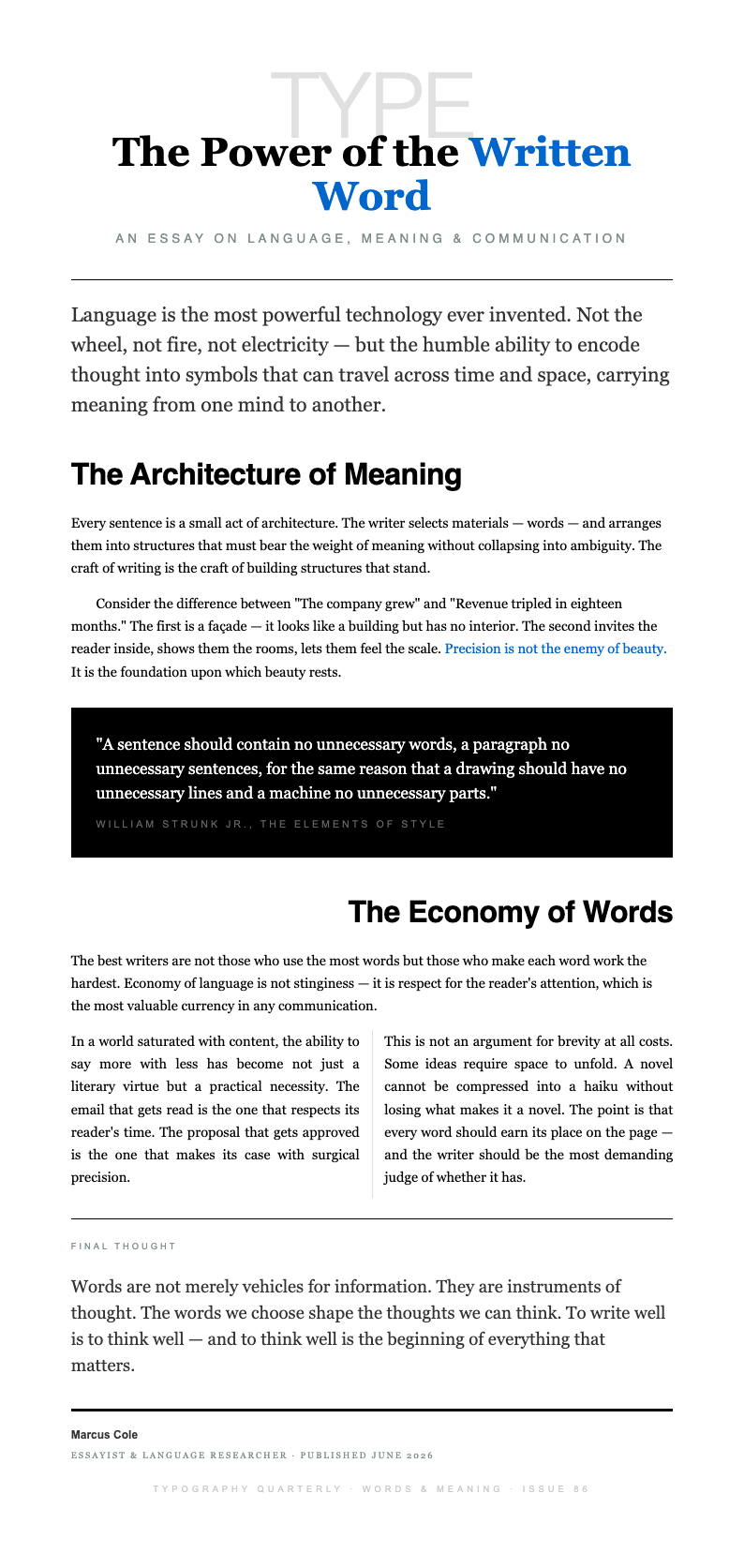 Typographic Only Blog Post